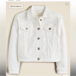 J Crew Crewcuts Girls' cropped denim trucker jacket in white girls XL (12-14)